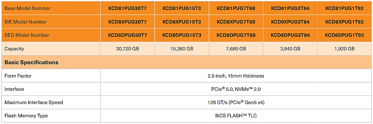 KIOXIA PCIe5 NVMe CD8P-R Series